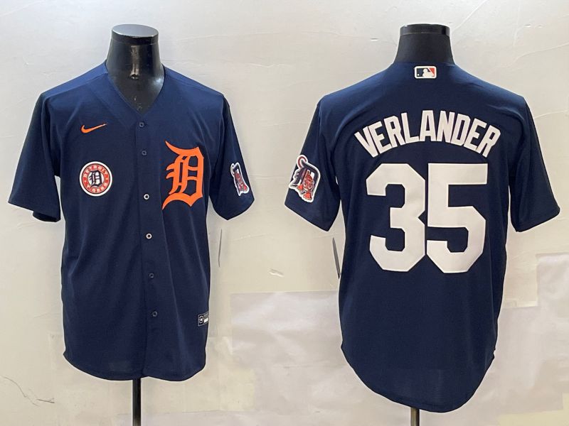 Men Detroit Tigers 35 Verlander Drak Blue Game 2025 Nike MLB Jersey style 3115